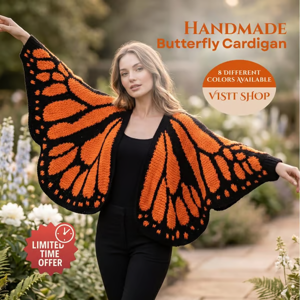 🔥LAST DAY SALE 49% OFF-🦋 Monarch Butterfly Crochet Cardigan👚