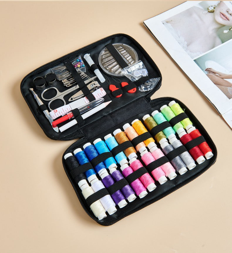Portable Home Sewing Kit with Needle & Thread Storage Box for Hand Sewing, Knitting and Mending