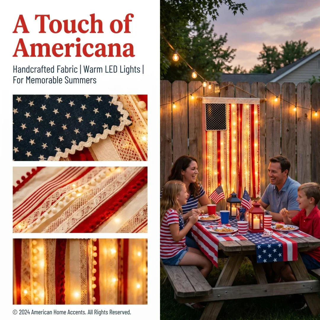 🔥Last Day 49% OFF - ✨🇺🇸4 x 2.3 Ft Lighted Rag American Flag Banner - 🎆 USA 250th Celebration💡