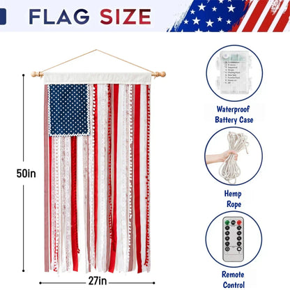 🔥Last Day 49% OFF - ✨🇺🇸4 x 2.3 Ft Lighted Rag American Flag Banner - 🎆 USA 250th Celebration💡
