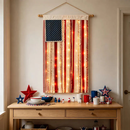 🔥Last Day 49% OFF - ✨🇺🇸4 x 2.3 Ft Lighted Rag American Flag Banner - 🎆 USA 250th Celebration💡