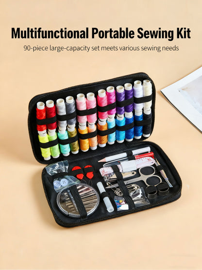 Portable Home Sewing Kit with Needle & Thread Storage Box for Hand Sewing, Knitting and Mending