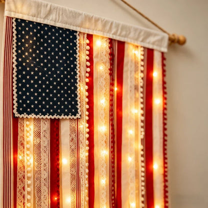 🔥Last Day 49% OFF - ✨🇺🇸4 x 2.3 Ft Lighted Rag American Flag Banner - 🎆 USA 250th Celebration💡