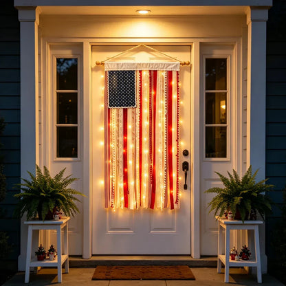 🔥Last Day 49% OFF - ✨🇺🇸4 x 2.3 Ft Lighted Rag American Flag Banner - 🎆 USA 250th Celebration💡