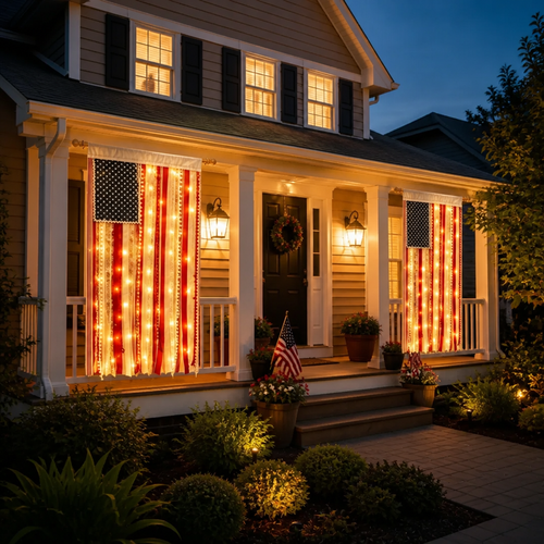 🔥Last Day 49% OFF - ✨🇺🇸4 x 2.3 Ft Lighted Rag American Flag Banner - 🎆 USA 250th Celebration💡