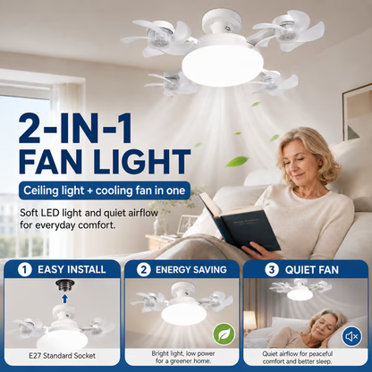 🔥LAST DAY 50% OFF -💡 2-in-1 Energy-Saving Fan Light｜Cool Air + Soft Light in One🌀