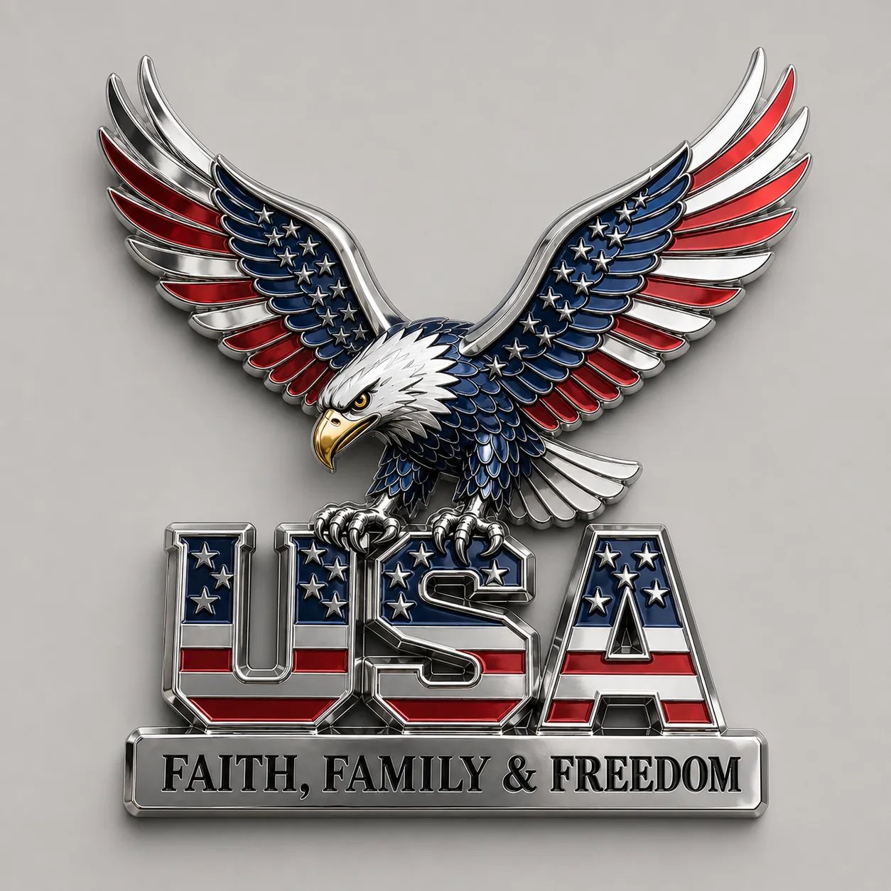 🇺🇸250th Anniversary 50% OFF - ★USA Faith, Family & Freedom★ Metal Emblem🦅